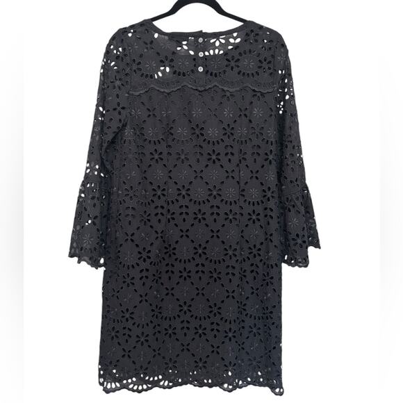 NWT J. Crew Bell-Sleeve Dress in Embroidered Eyelet in Black - Size 4 - Picture 3 of 8